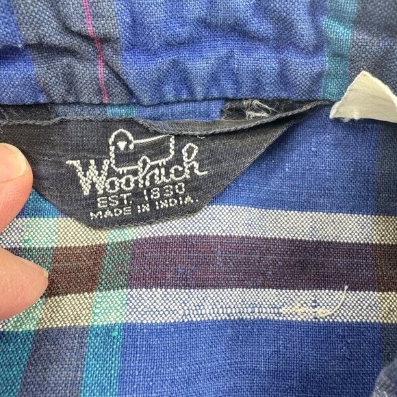 Woolrich Mens Blue Plaid Shirt Long Sleeve Button Up Chest 48" - Picture 3 of 9